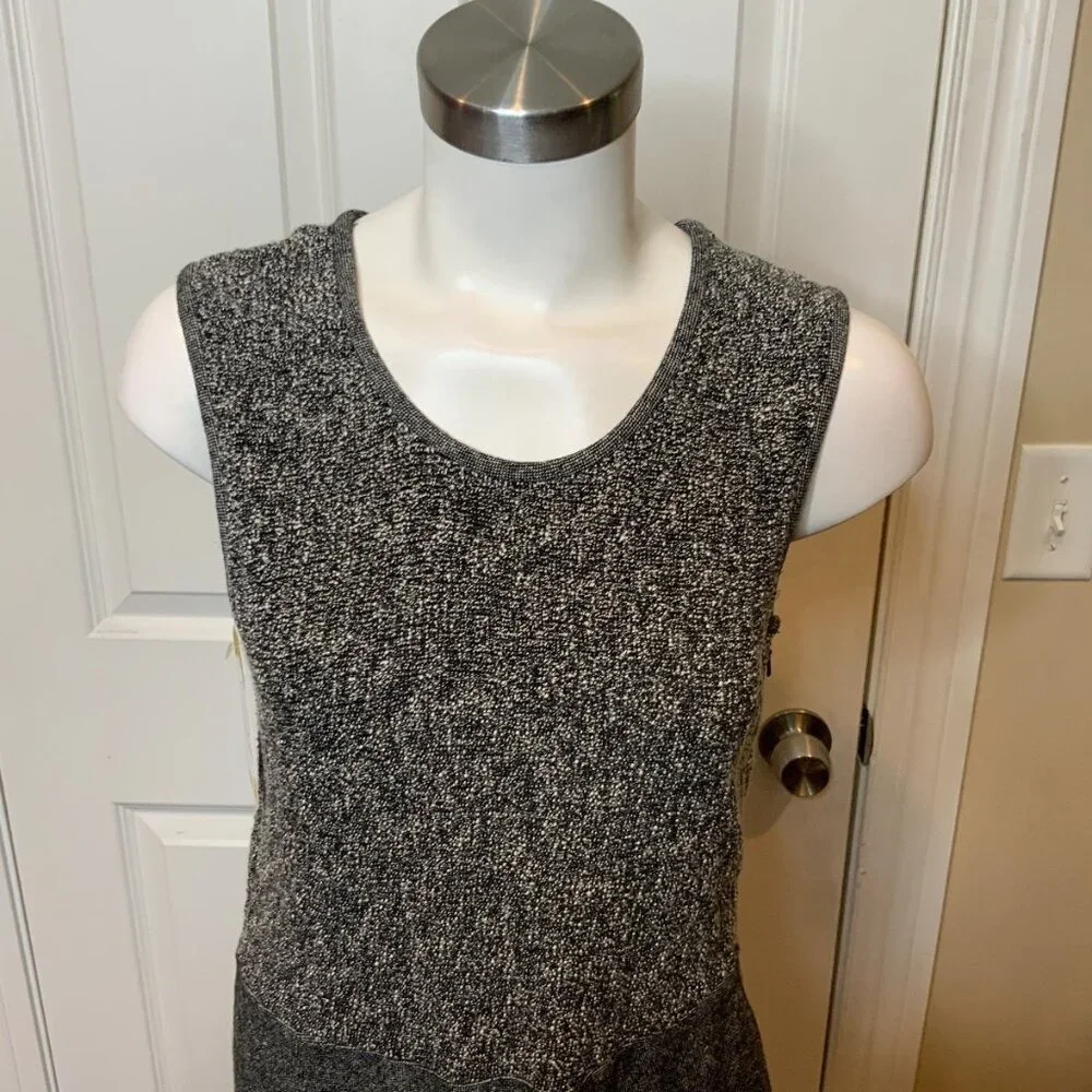 Brooks Brothers Black & White Speckled Tweed Sleeveless Fit & Flare Dress Sze 10